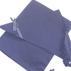 三角巾＋巾着セット　紺×紺ステッチリボン　 お子様用〜大人用　 　 1枚目の画像
