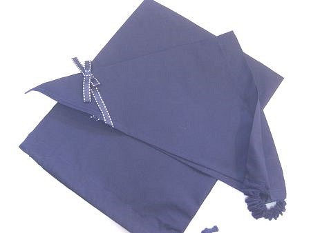 三角巾＋巾着セット　紺×紺ステッチリボン　 お子様用〜大人用　 　 1枚目の画像