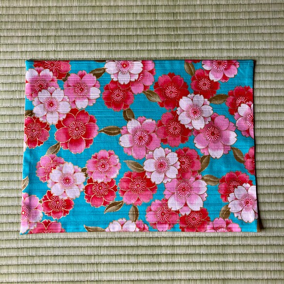 30×40ランチマット 桜柄(ブルー) 1枚目の画像