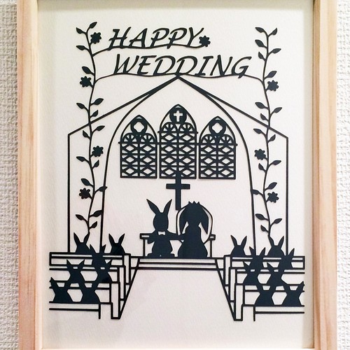 切り絵 Happy Wedding うさぎのウエディング 切り絵 Craft Bunny 通販 Creema クリーマ ハンドメイド 手作り クラフト作品の販売サイト