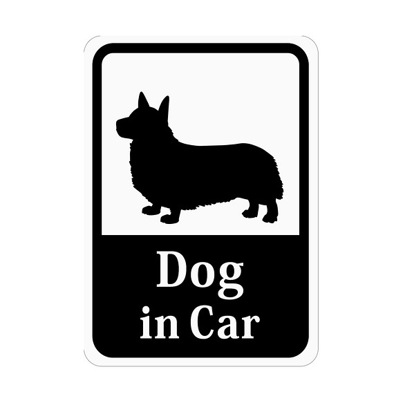 Dog in Car 「コーギー」 車用ステッカー (マグネット) 1枚目の画像