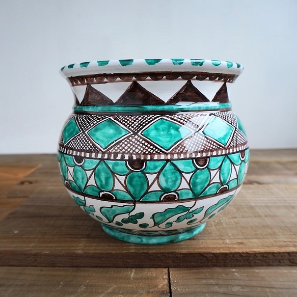 陶器製プランター 植木鉢カバー 大 14cm マヨリカ焼き イタリア陶器