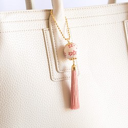 布料珍珠和流蘇包魅力&lt;櫻花粉色&gt; 第1張的照片