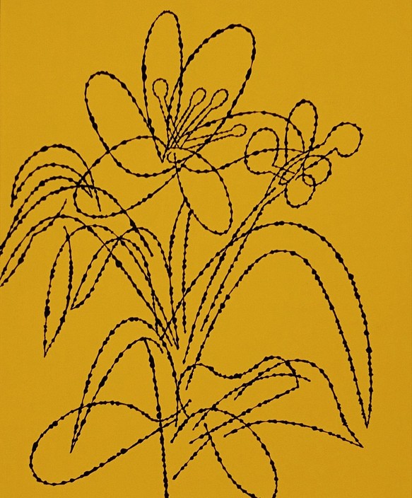 「日々是好日 no.4」　シンプルに植物を描いたフリーハンド絵画 1枚目の画像