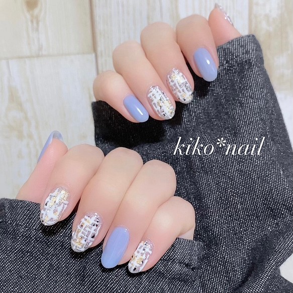 ツイードネイル ネイルチップ ネイルシール Kiko Nail 通販 Creema クリーマ ハンドメイド 手作り クラフト作品の販売サイト