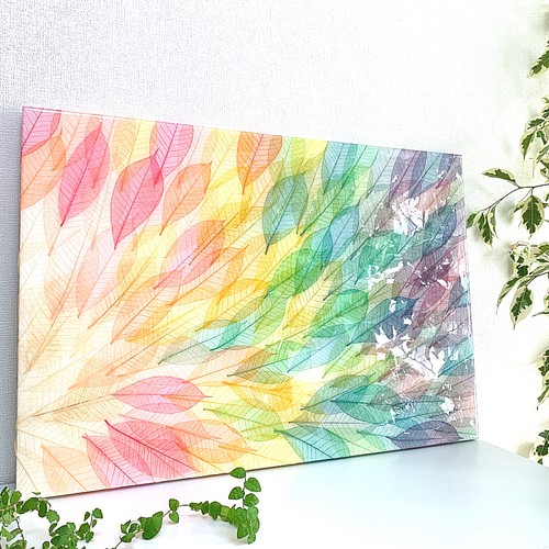 永久の幸せ の花言葉を持っているゴムの木の葉を使用したアート Flowing Radiance Rainbow その他アート Yoko Kojima Art 通販 Creema クリーマ ハンドメイド 手作り クラフト作品の販売サイト