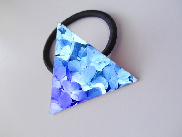 アートヘアゴム（三角）　紫陽花【送料無料】 1枚目の画像