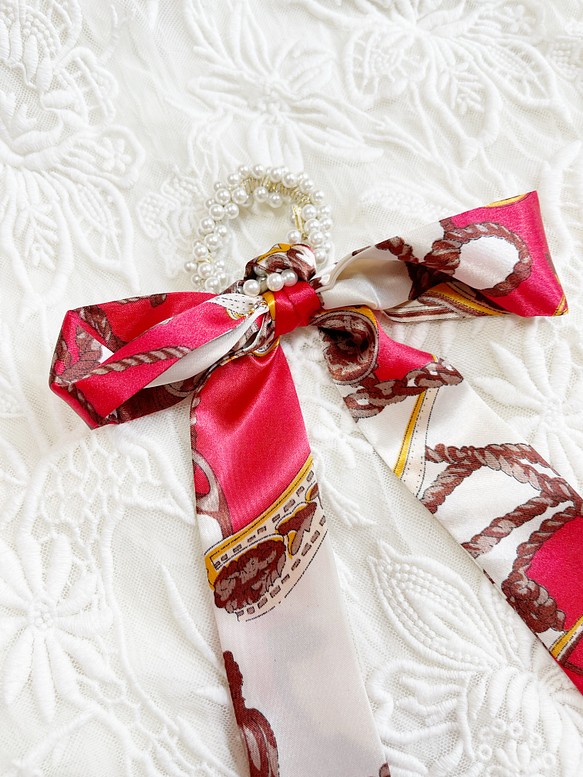 ribbon scarf tei 2way (スカーフ付きパールヘアゴム) ヘアアクセサリー ledite 通販｜Creema(クリーマ)  ハンドメイド・手作り・クラフト作品の販売サイト