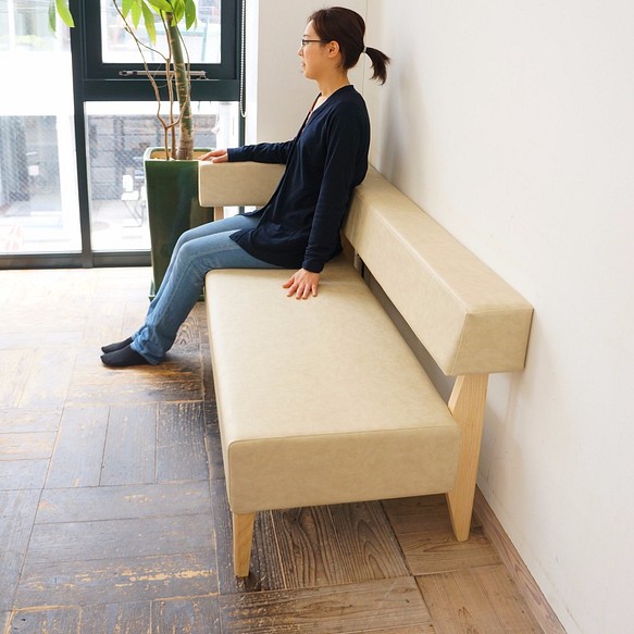 2.5s Border sofa-L（右）（ NA × 合成皮革アイボリー Ba-02