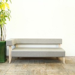 2.5s Border sofa-L（右）（ NA × グレー RE-07：ペット用生地 ） 1枚目の画像