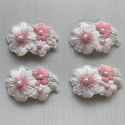 お花刺繍のぱっちんぴん　bloom ピーチピンク 1枚目の画像
