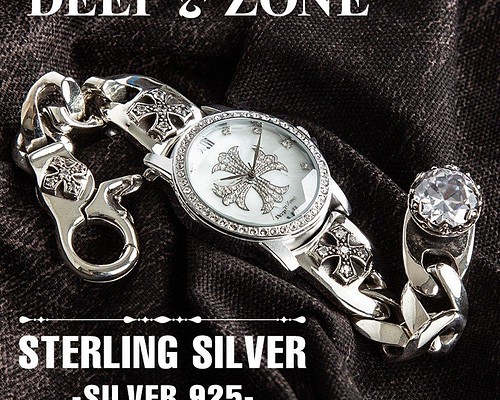 シルバー925 銀製 メンズ腕時計 ブレスウォッチ 腕時計 革工房Deepzone 