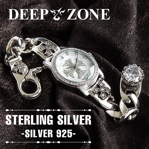 シルバー925 銀製 メンズ腕時計 ブレスウォッチ 腕時計 革工房Deepzone
