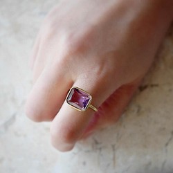 紫水晶方形戒指 ◇ 金 第1張的照片