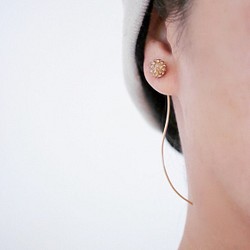 水鑽蕾絲耳環❤K14GF❤金色 第1張的照片
