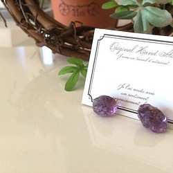 天然寶石 紫水晶製耳針 第1張的照片