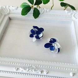 繡球花耳環~藍白~ 第1張的照片