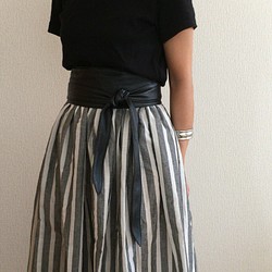 LADY'S★コットンレーヨンストライプのギャザースカート 1枚目の画像