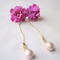 小花（繡球），棉花珍珠耳環 第1張的照片