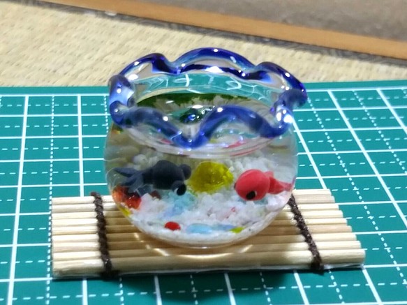 ミニチュア金魚鉢(青) 1枚目の画像