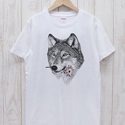 ronronWOLF Tee　Here you go（ホワイト） / R027-T-WH 1枚目の画像