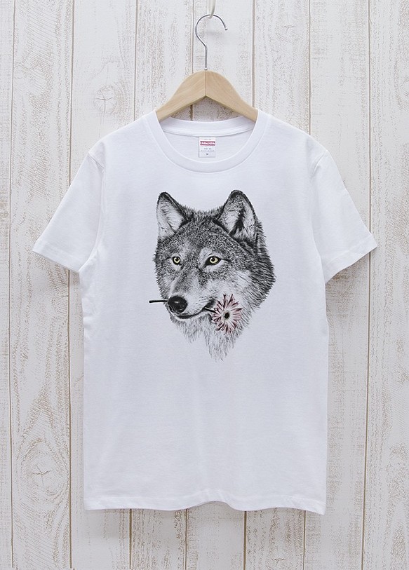 ronronWOLF Tee　Here you go（ホワイト） / R027-T-WH 1枚目の画像