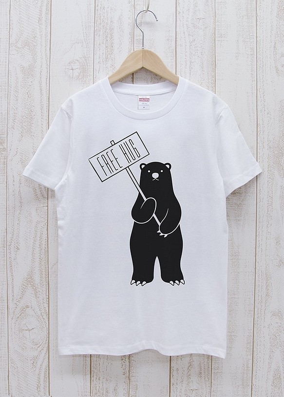 免費擁抱指南黑熊（白色）/ R012-T-WH 第1張的照片