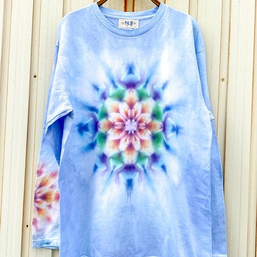 HIPPIES DYE 手染めタイダイ絞り染め マンダラ 長袖Ｔシャツ♪Lサイズ