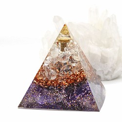 振ると音がなる♪ピラミッド型Ⅱ 小瓶入りオルゴナイト アメジスト 1枚目の画像