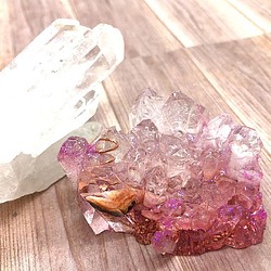 水晶クラスター型オルゴナイト ローズクォーツ＆インカローズ＆ピンクトルマリン 1枚目の画像
