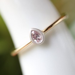 桜色の天然ピンクダイヤモンド/ペアシェープカット指輪 指輪・リング ...