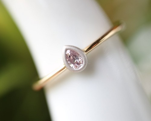 桜色の天然ピンクダイヤモンド/ペアシェープカット指輪 指輪・リング ...