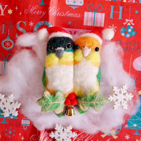 Zuguro＆Shirohara長尾小鸚鵡的聖誕節胸針 第1張的照片