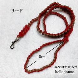 綿ロープのマクラメ編み赤とモカ 1枚目の画像