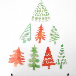 手描きクリスマスツリー　ウォールステッカー/ウォールデコ【送料無料】 1枚目の画像