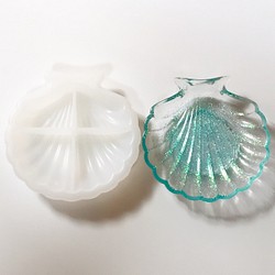 【お皿が作れる】貝殻のお皿のシリコンモールド　トレイ　大サイズ  2液レジン推奨 1枚目の画像