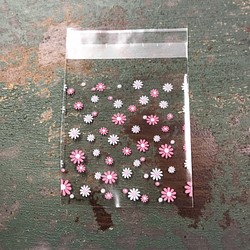 【約50枚】柄入り・テープ付き 小サイズ  OPP袋  お花柄 1枚目の画像