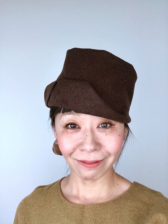 "bien" ウール帽　ブラウン（2018.新色）　（受注商品） 1枚目の画像