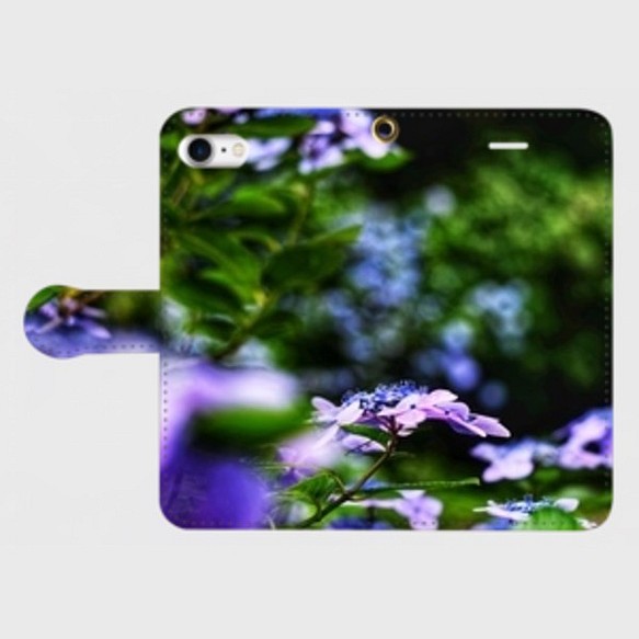手帳型iPhone/スマホケース  紫陽花 （大きいサイズ） 1枚目の画像