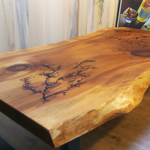 アイアンインダストリアルデザインテーブル インレイ 杉 最高級 一枚板 