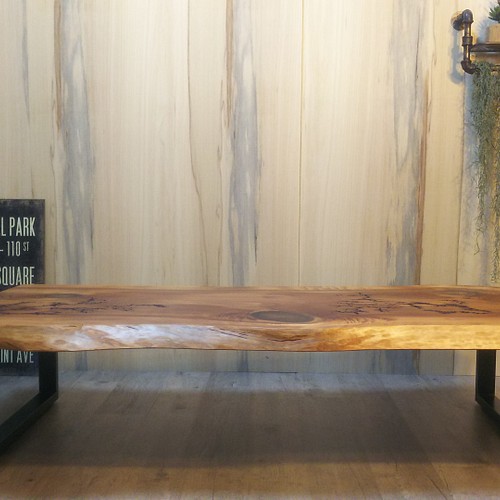 アイアンインダストリアルデザインテーブル インレイ 杉 最高級 一枚板 