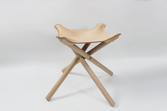 JAPAN LANSUI DESIGN ヌメ革＆無垢材 折りたたみチェアー(四脚椅子) 1枚目の画像