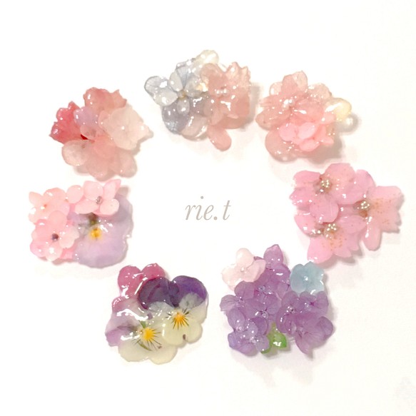 再販7【rie.t】花いっぱいブーケのヘアゴム(桜のみ) 1枚目の画像