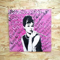 Audrey-Pink on panelwood30/30cm 1枚目の画像