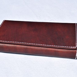 オリジナル長財布（茶）：本革：手縫い：手染め 1枚目の画像