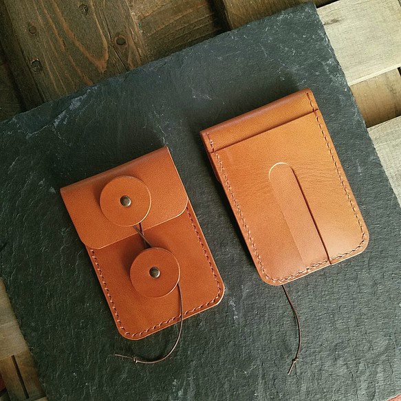 【スポット品】◼Unique Design Leather Passcase◼　送料無料　キャメル　ブラウン　茶 1枚目の画像