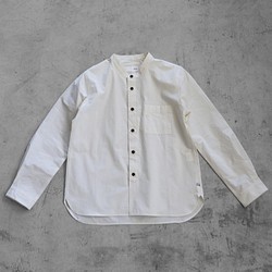 Organic Cotton Band Color Cotton Shirt (Ivory) [Unisex] size4 第1張的照片
