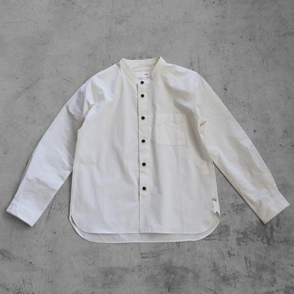 Organic Cotton Band Color Cotton Shirt (Ivory) [Unisex] size4 第1張的照片