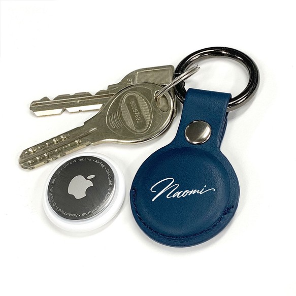 AirTag鑰匙圈保護套鑰匙扣⭐︎首字母/可以插入字符⭐︎3種顏色可供選擇藍色 第1張的照片