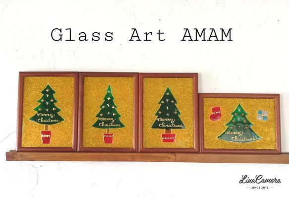 Glass Art Amam クリスマスツリー D Gol 新品登場 B